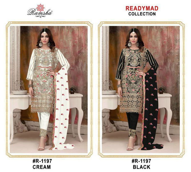 R 1197 Nx By Ramsha Georgette Embroidery Pakistani Readymade Suits Exporters In India